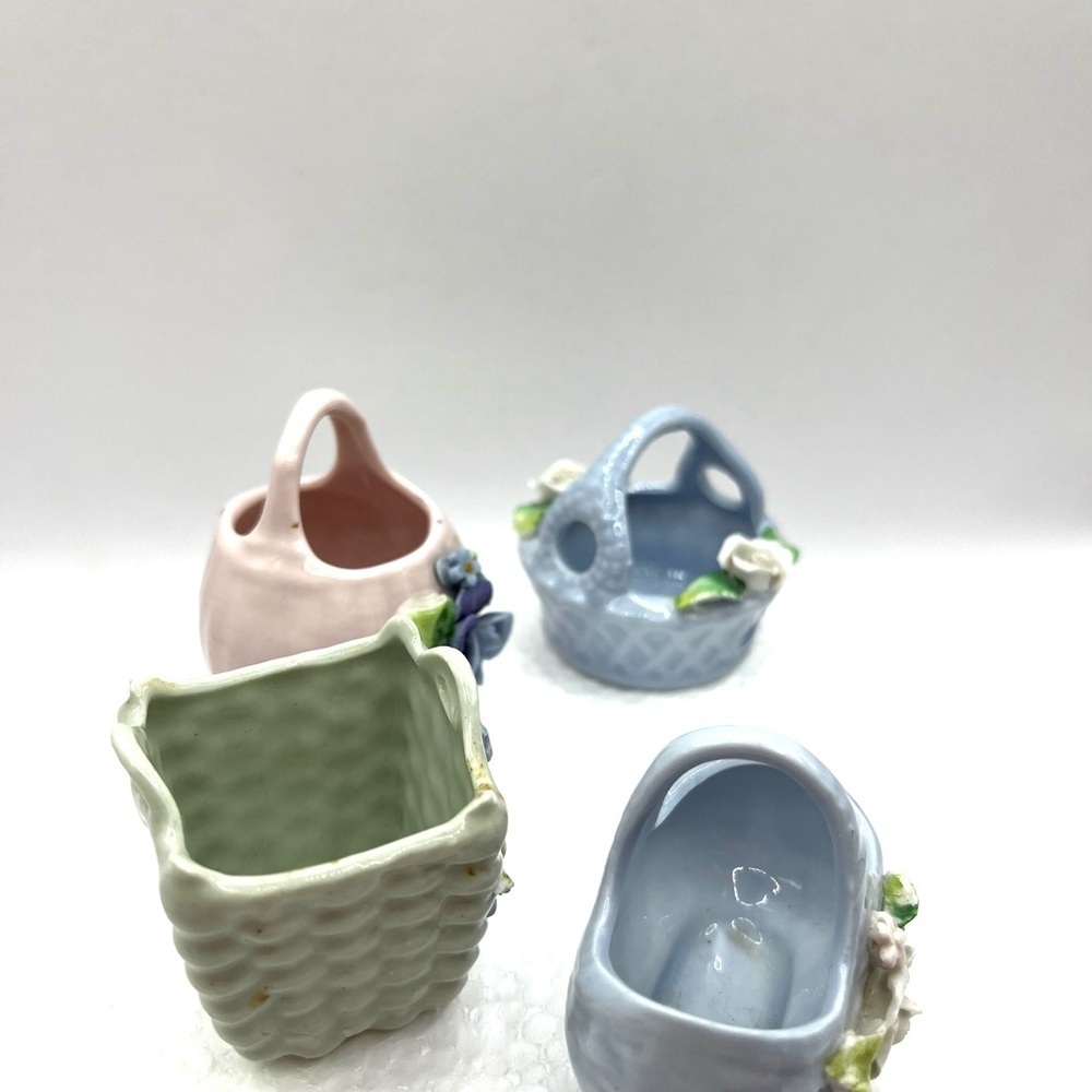 Elfinware Vintage Porcelain Baskets Vase Made In Germany Floral Mini 2” - 2.5” - Picture 4 of 14